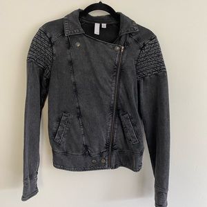 BP zip up moto jacket in sweatshirt material.